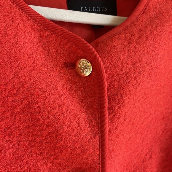 Talbots Berkshire Wool Blend Crop Red Orange Preppy Office Career Jacket Sz 10 - Picture 8 of 15